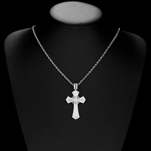 925 Sterling <b>Silver</b> Hip Hop Cute Personalized Moissanite Cross <b>Charm</b> Pendant Fully Iced Diamond Look Custom Letter Rhodium - Product Image 4
