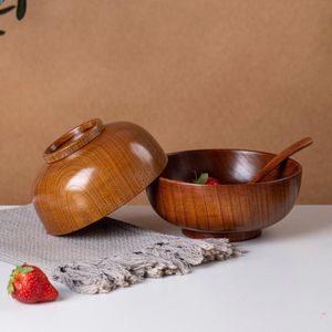 Tazón de madera duradero hecho a mano, grande, redondo, de madera maciza, para mezclar ensaladas y para fiestas. - Product Image 2