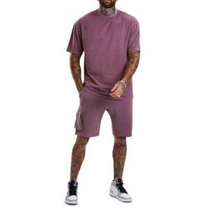 Conjunto de Camiseta y Pantalones Cortos de Alta Calidad con Lavado Ácido, Tallas Grandes, Impresión de Logotipo Personalizado, Conjunto de 2 Piezas para Hombre - Product Image 5