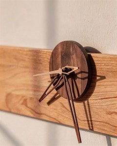 Vertical Wooden <b>Wall</b> <b>Clock</b>, Modern Slim Wood Slab <b>Decor</b>, Minimalist Timepiece - Product Image 5