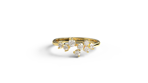 Luxury 18K Gold Cluster Round Diamond Ring Scattered Stone Engagement Ring Asymmetric Wedding Ring Fine Jewelry Ring for Women - Product Image 1