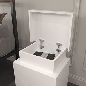Comodino Moderno Nero con LED e Cassetti Lucidi, Tavolino da Notte con 2 Luci LED per Camera da Letto - Product Image 5