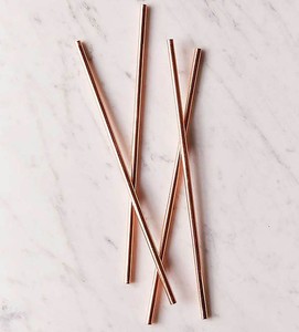 Eco Friendly Copper Metal Bent Drinking <b>Straw</b> Set <b>Reusable</b> Beverage <b>Straws</b> for Home Hotel Bar Accessories and Kitchen Use - Product Image 2