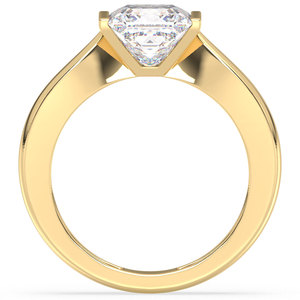 REYES Princess Cut <b>Solitaire</b> Moissanite <b>Ring</b> in 925 Sterling <b>Silver</b> with 14K Yellow Gold Plated Birthday Gift Fine Jewelry - Product Image 6