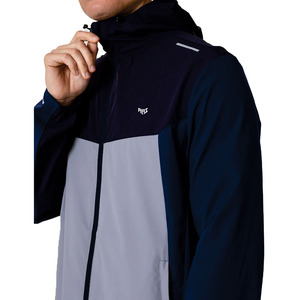 Wholesale <b>Men</b>’s Navy Grey Colorblock Hooded Windbreaker <b>Lightweight</b> Water Resistant Full Zip Outdoor Sports <b>Men's</b> <b>Jackets</b> Supply - Product Image 6