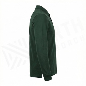 Chemise pour homme à manches longues, couleur unie, tricotée, 100% coton, ODM, séchage rapide, respirante, style décontracté, vert - Product Image 3
