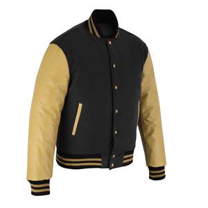Chaquetas Varsity de invierno con mangas blancas, estilo invierno, de cuero/lana, para venta en línea a precio económico. - Product Image 4