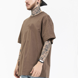 Camiseta Oversize Lisa Marrón para Hombre, Manga Corta, Cuello Redondo, Estilo Casual, Algodón Jersey - Product Image 2