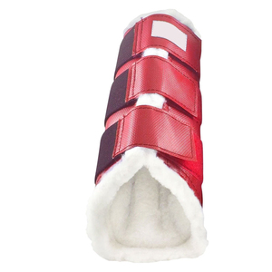 Bottes de protection pour chevaux, doublées de polaire rouge, couleur unie, pour la protection des jambes - Product Image 1
