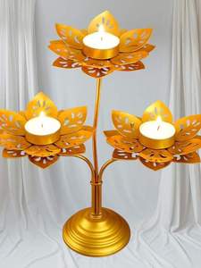 Candelabro Moderno de Lujo en Oferta, Portavelas de 3 Brazos, Centro de Mesa Metálico para Decoración de Bodas y Hogar - Product Image 3