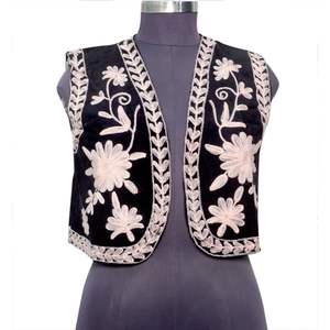 เสื้อกั๊กปักลายดอกไม้ฤดูหนาวแบบยั่งยืน  บุด้วยผ้าฝ้ายคอตตอนสไตล์วินเทจ  ให้ความสบายเหมือนเสื้อโค้ท สำหรับผู้หญิง - Product Image 1