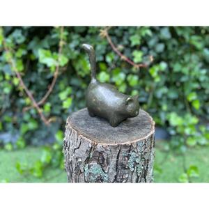 Sculpture de chat sauvage en bronze coulé à la main, décoration de jardin extérieur, figurine de chat en métal, petite taille et personnalisable - Product Image 3