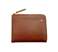 Pilihan Terbaik Castello Kulit Asli Italia 100% Terinspeksi QC Minimalis Unisex Bentuk-L Ritsleting YKK Pendek Hitam/Coklat Kartu Bendera