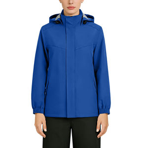 Ensemble de pluie tendance avec fermeture éclair, coupe-vent d'extérieur 2 pièces, fermeture éclair avec poches latérales, survêtement de pluie nouveau style taille élastique - Product Image 5