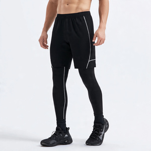 Double <b>Layer</b> Quick-Dry Basketball Tights Pants <b>Men</b> Compression Leggings Elastic Waist Basketball Double <b>Layer</b> Legging <b>Men's</b> - Product Image 4