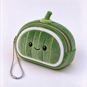 Monedero de peluche de pepino bordado personalizado y bolsa de verduras de peluche, llavero de peluche con carga USB, decoración de pared verde - Product Image 2