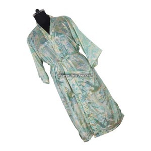 KL002 Kimono de Playa Vintage para Otoño e Invierno, Manga Larga, para Mujer, Mezcla de Poliéster y Seda, Secado Rápido, Cierre con Cordón, Bata de Baño - Product Image 5