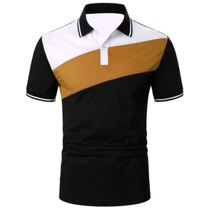 Polo pour homme en coton mélangé de qualité supérieure, coupe ajustée décontractée, manches courtes, col, design à rayures contrastées, respirant pour l'été - Product Image 3