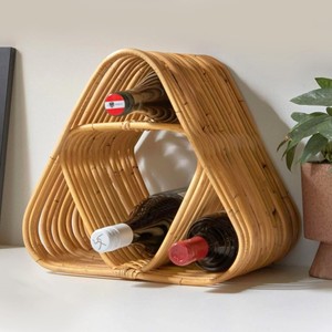 Étagère à bouteilles en rotin artisanal pour bar à domicile, hôtel, support à vin - Product Image 1