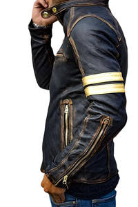 Blouson court en cuir véritable pour homme avec col montant, style Tea Core Horse, design matelassé, service OEM - Product Image 3