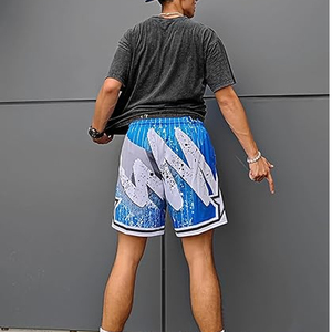 Pantalones Cortos Deportivos de Verano para Hombre, para Correr, Fútbol, Gimnasio, Tenis, Baloncesto, 100% Poliéster, Malla con Estampado Floral, Cierre con Cordón - Product Image 5