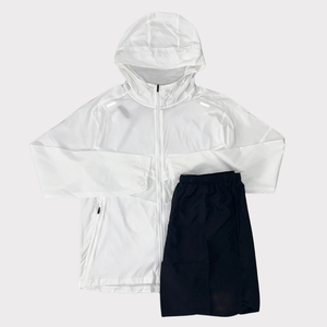 Conjunto Deportivo Impermeable con Capucha Blanca Unisex, Manga Larga, Ligero, de Poliéster, Estilo Deportivo, con Bolsillos Laterales, para Usar en Verano - Product Image 5