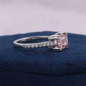 Radiant Charm Women's Rhodium 925 Sterling <b>Silver</b> <b>Emerald</b> Cut 1.50 Ct Lab Grown Diamond Pave Setting Wedding <b>Ring</b> CMA Certified - Product Image 5