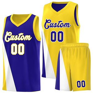 Conjunto de Uniforme de Baloncesto Sublimado Personalizado, Unisex para Adultos, Cuello en V, Sin Mangas, Malla de Poliéster Transpirable, Diseño de Bloques de Color - Product Image 4