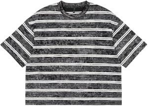 T-shirt rayé vintage Y2K pour homme, coupe ample, col rond, style décontracté, color block, idéal pour l'été - Product Image 4