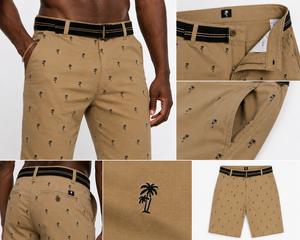 Shorts en toile unis pour hommes, coupe classique, kaki, coton, fermeture à cordon, style urbain, anti-plis, séchage rapide - Product Image 4
