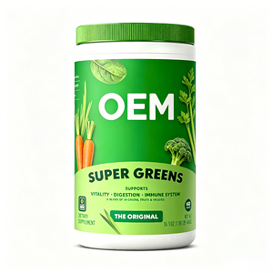 OEM ODM Polvo de Vegetales Orgánicos, Pasto de Trigo, Espirulina, Chlorella, Probióticos, GMP, HACCP, ISO, Halal, BRC, 60 Porciones - Product Image 1