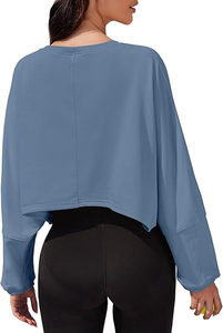 Sweat-shirt personnalisé à col rond pour femme, vêtements pour femme, sweat-shirt en molleton de coton à manches longues pour femme en couleurs unies - Product Image 2