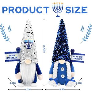 Gnomi di Hanukkah per Decorazioni Interne, Figure in Peluche Menorah, Ornamenti Ebraici per Chanukah, Set di Decorazioni per Hanukkah - Product Image 5