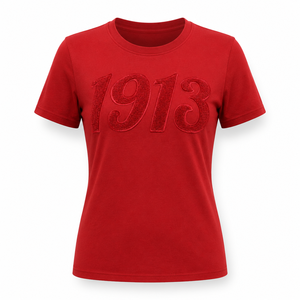 T-shirt à col rond en chenille 100 % coton brodé Delta Sigma Theta DST 1913 pour femmes, vêtements de sororité, vente en gros, grandes tailles - Product Image 5