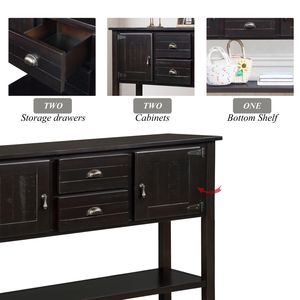Credenza in Legno Massello Stile Retrò da 48 Pollici con 2 Cassetti e Ripiano Inferiore, Mobile Buffet per Sala da Pranzo - Product Image 6