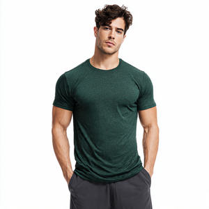 T-shirt d'entraînement musculaire pour homme, fitness, sport, gym, 100% coton/polyester, coupe ajustée, respirant, écologique, manches courtes, col rond - Product Image 3