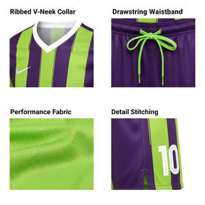 Conjunto de Camiseta de Fútbol Personalizable y Transpirable con Combinación de Colores, 100% Poliéster, Mangas Cortas, Tallas Unisex para Adultos - Product Image 5