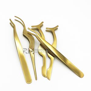 แหนบต่อขนตาคุณภาพสูง RMI แบบกำหนดเองได้ พร้อมฉลากส่วนตัว สีทองพลาสมา ทำจากสแตนเลสสตีล - Product Image 4