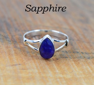 New Arrival Sterling <b>Silver</b> Teardrop Gemstone <b>Ring</b> <b>Emerald</b> Sapphire Onyx Pear Cabochon 7x9mm Pear Shape Gemstone <b>Ring</b> For Women - Product Image 4