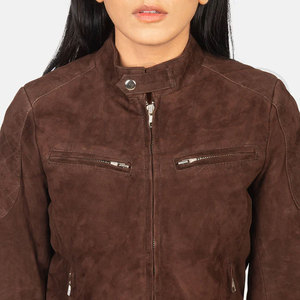 High Quality Customize Winter Women Thick Warm Motorcycle <b>Suede</b> <b>Jacket</b> Women <b>Suede</b> Bomber <b>Jacket</b> Genuine Brown <b>Suede</b> Leather - Product Image 6