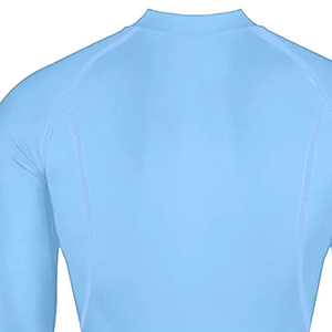 Conjunto de compresión de manga larga azul claro para hombre, cuello redondo, secado rápido, licra, poliéster, camiseta de manga larga y pantalones, para todas las estaciones, color liso - Product Image 4
