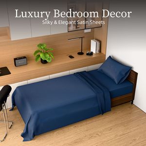 Set di Lenzuola per Letto Singolo 3 Pezzi Blu Navy in Microfibra Spazzolata Resistente alle Restringimenti e allo Sbiadimento Facile da Pulire e Manutenere - Product Image 4