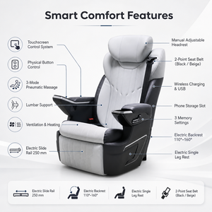Asiento de Lujo para Van JYJX103D, Silla de Masaje VIP Tipo Capitán, Asiento Reclinable para Camper, Comodidad Premium para Minibús V300 Sprinter - Product Image 2