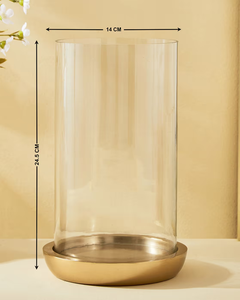 Luxury Glass Candle Holder Set with Metal Base Modern Decorative Hurricane Candle Lantern for Home Decor Wedding <b>Table</b> - Product Image 3