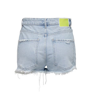 Shorts en jean imperméables taille haute à braguette boutonnée, déchirés, respirants, coupe droite, en coton, avec poches, logo personnalisable, diverses couleurs - Product Image 2