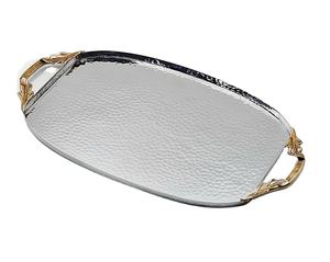 Plato de servicio de latón y plata de diseño único y antiguo, utilizado para el hogar y el hotel, color plata, bandeja de latón de diseño moderno - Product Image 1