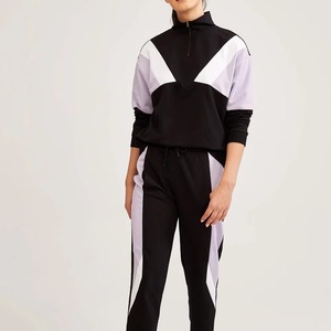 <b>Women</b> Color Blocking Tracksuit Set Half-Zip Pullover Pants Full Sleeve Breathable Sporty Autumn Wear - Product Image 6