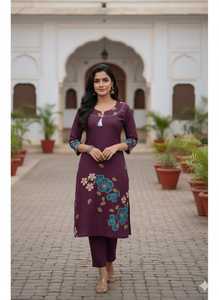 Indian Women Casual and Daily Wear Poly Rayon Materuial Midi Length A Line Kurtis with Digital Print Indian Ethanic wear Kurtis - Product Image 3