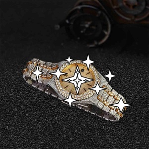 Montre de luxe édition limitée Hip Hop Moissanite avec mouvement automatique, cadran en cristal, bracelet de 20 mm, boîtier de 39 mm, en acier inoxydable, pour unisexe - Product Image 3