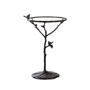 Table d'appoint élégante et moderne en aluminium avec plateau en verre, table décorative pour canapé - Product Image 3